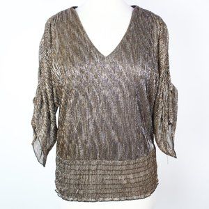 1. State Womens Small Smocked Cinched Sleeve Blouse Top